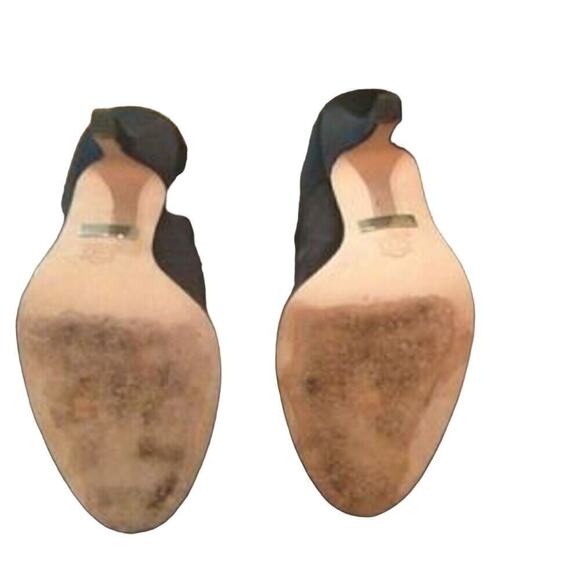 Vintage Badgley Mischka Open Toe Dress Heels- Satin & Rhinestone Bow Ankle Strap - Picture 2 of 3